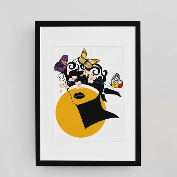 Modern Wall Art Print Butterfly Girl Unframed - Picture 3 of 12